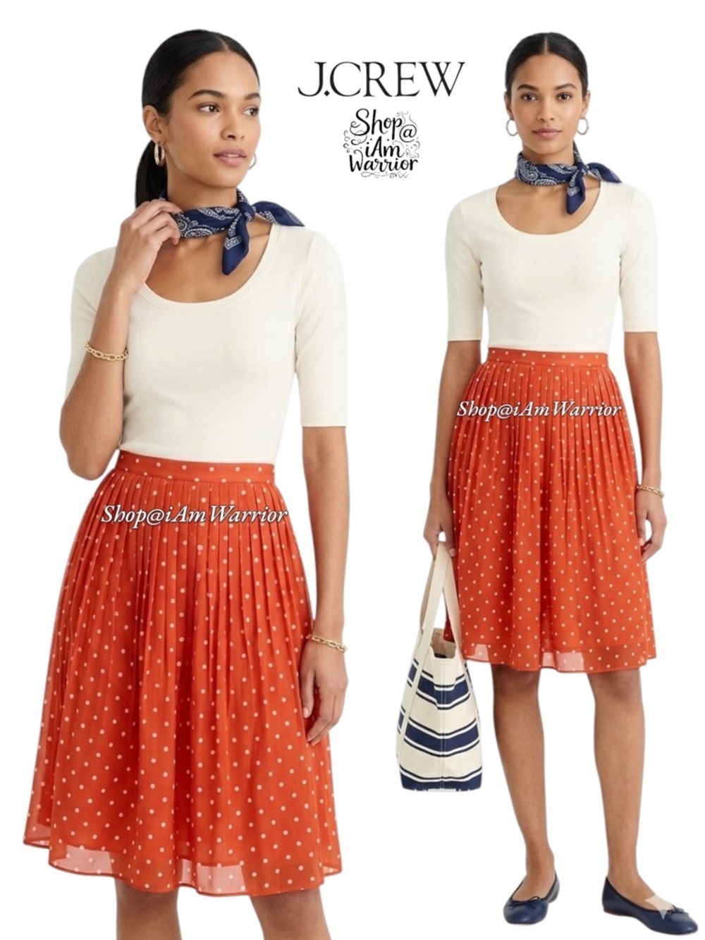 J.Crew rare silk viscose tangerine polka dot a-line skirt *shop@iamwarrior